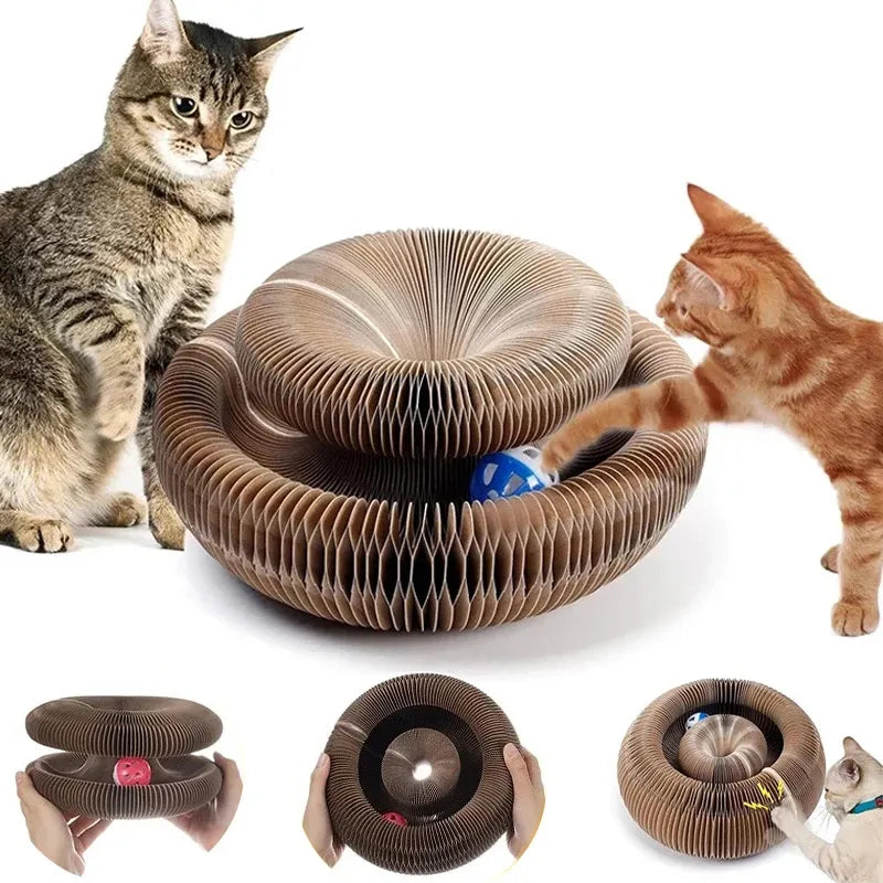 WhiskerWiz Magic Organ Cat Toy: Round Corrugated Scratching Post and Scratcher Board