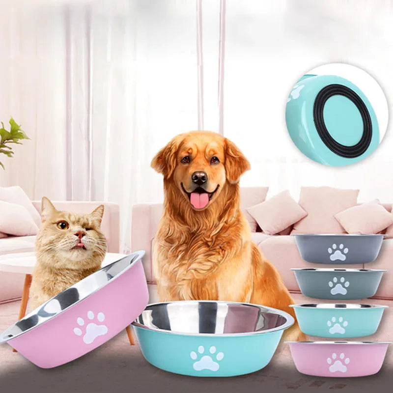 StainlessPaw Non-Slip Feeder Bowl: Pet Cat Feeding Bowl with Drop-Resistant Layer