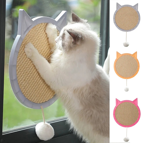 SisalSense WallScape: Natural Sisal Cat Scratcher Board with Suction Cups