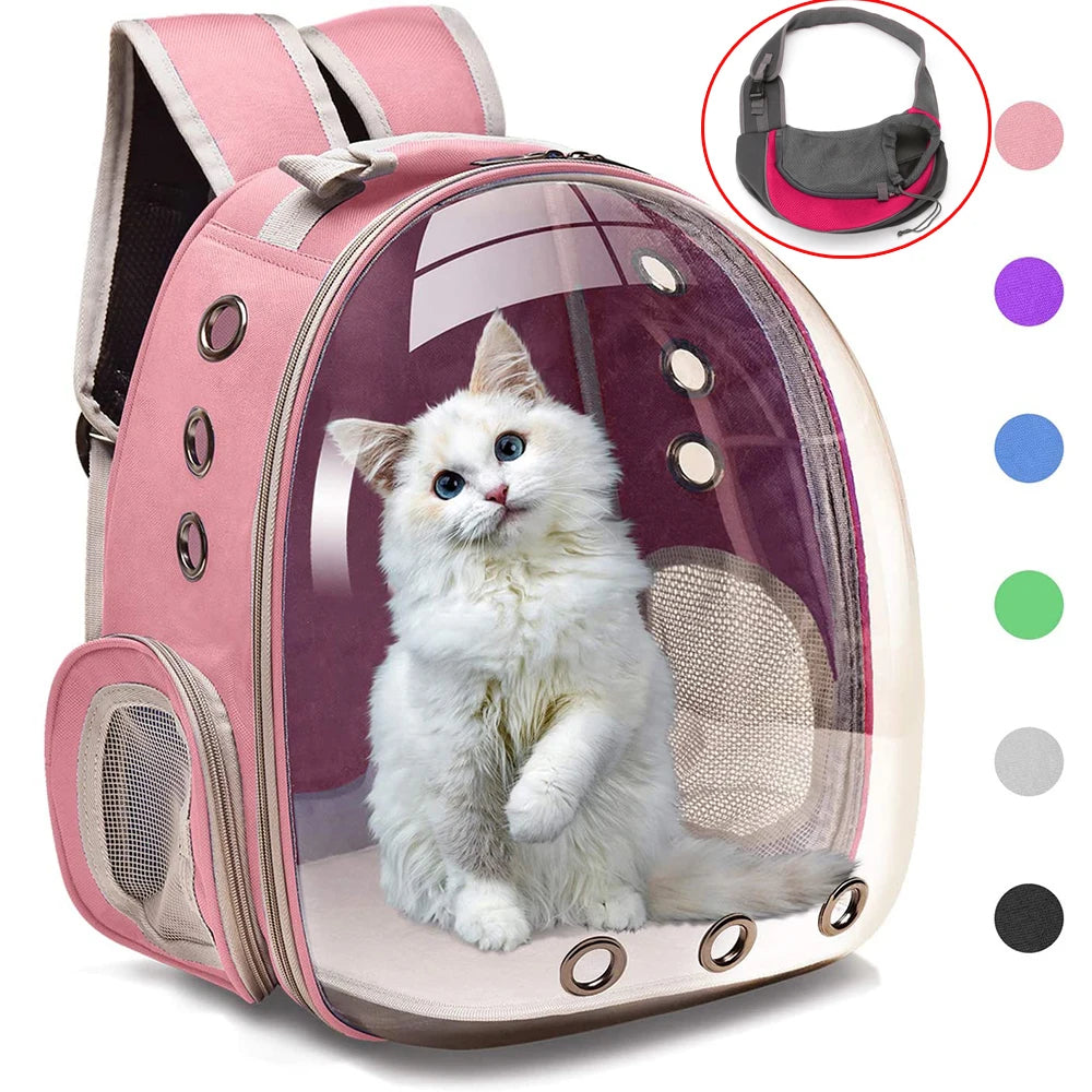 BreatheEase Cat Carrier Backpack: Breathable Pet Transport Bag with Space Capsule Design