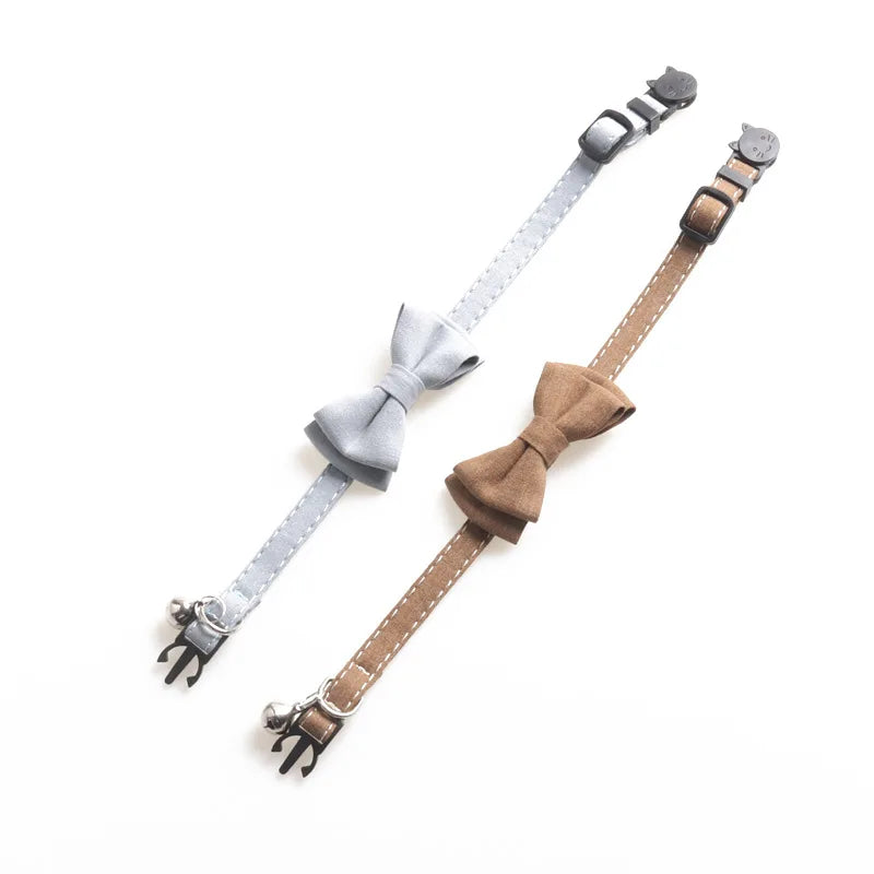 Chic Elegance: Solid Color Bowknot Small Cat Collars, Adjustable Buckle Bow Tie Puppy Dog Collar