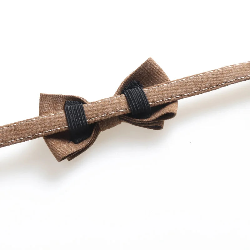 Chic Elegance: Solid Color Bowknot Small Cat Collars, Adjustable Buckle Bow Tie Puppy Dog Collar