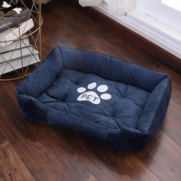 CozyHaven Paw Palace: Large Waterproof Pet Bed with Paw Print Design