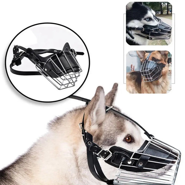 Safe and Breathable: Adjustable Anti-Bite Metal Muzzle for Pet Mouth Protection