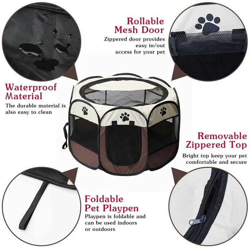 RoamRover Retreat: Portable Pet Cage and Playpen for On-the-Go Adventures