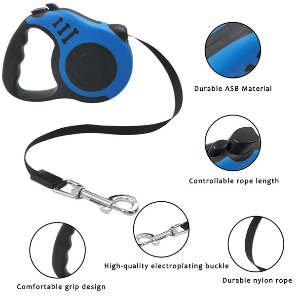 Effortless Walks: 3M Retractable Dog Leash for Small to Medium Dogs