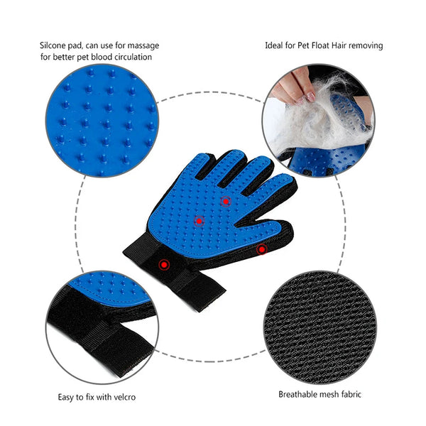 Purr-fectly Groomed: Grooming Glove for Cats and Dogs, Deshedding, Hair Removal, and Massage