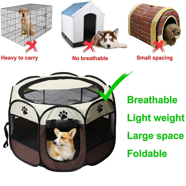 RoamRover Retreat: Portable Pet Cage and Playpen for On-the-Go Adventures