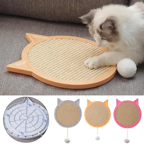 SisalSense WallScape: Natural Sisal Cat Scratcher Board with Suction Cups