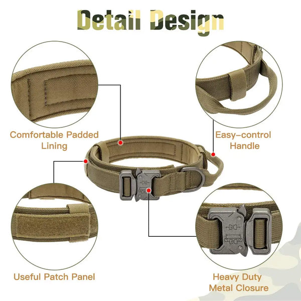 Tactical Control: Military Tactical Dog Collar and Leash for Medium to Large Dogs, Perfect for Training