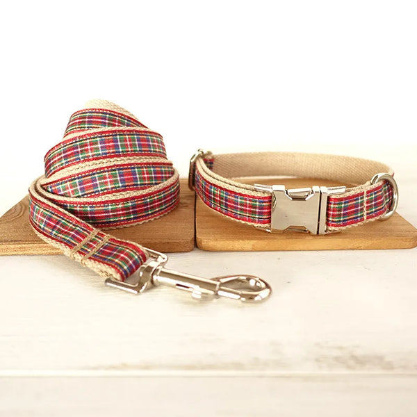 Tartan Elegance: GLORIOUS KEK Scotland Tartan Dog Collars with Custom Name and Quick Release