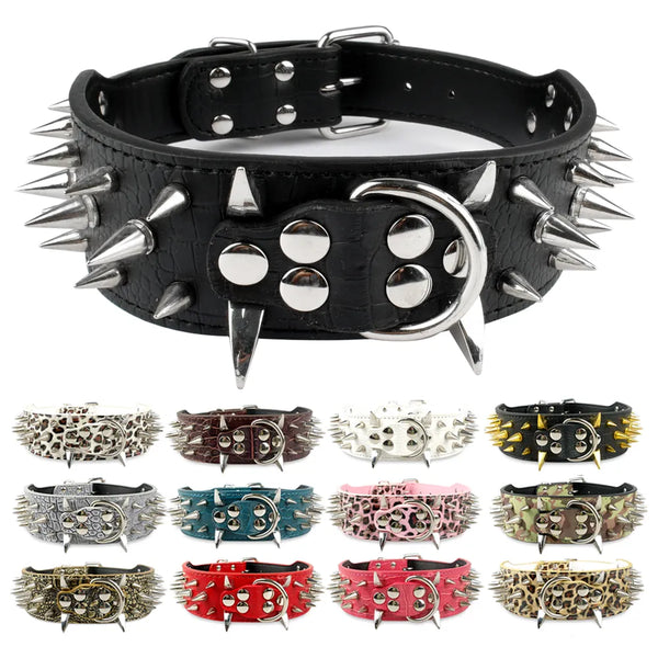 Bold and Stylish: 2-Inch Wide Spiked Dog Collar