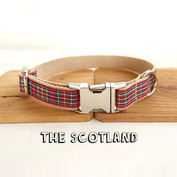 Tartan Elegance: GLORIOUS KEK Scotland Tartan Dog Collars with Custom Name and Quick Release