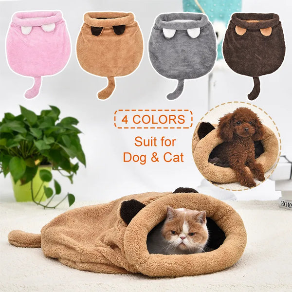 CuddleCove Cozy Retreat: Cat Dog Bed – Four Colors Sleeping Bag with Warm and Comfortable Design
