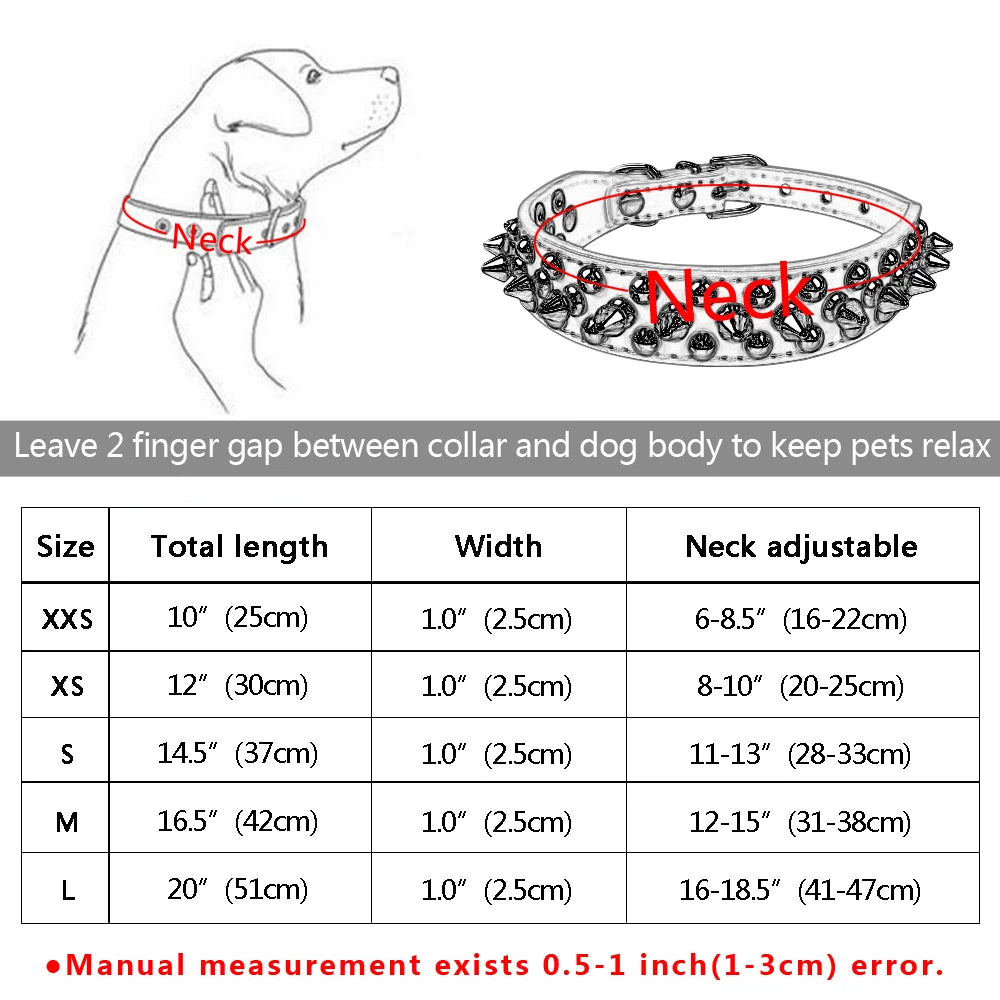 PunkPaws Stylish SpikeLine: Leather Studded Collar for Small to Medium Dogs