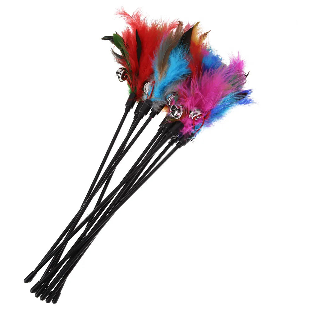 Playful Feline Fun: Soft Feather Bell Rod Cat Toy for Interactive Play