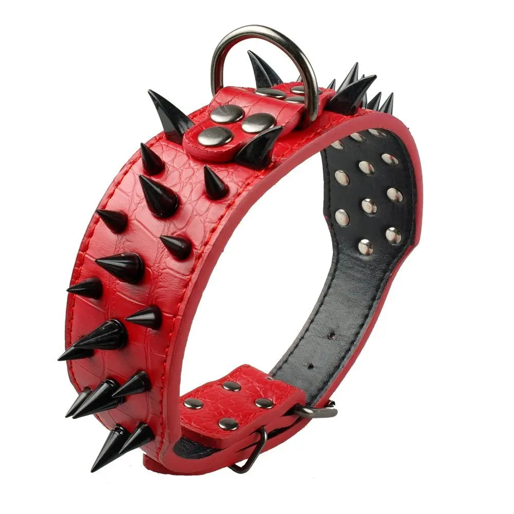 Bold and Stylish: 2-Inch Wide Spiked Dog Collar