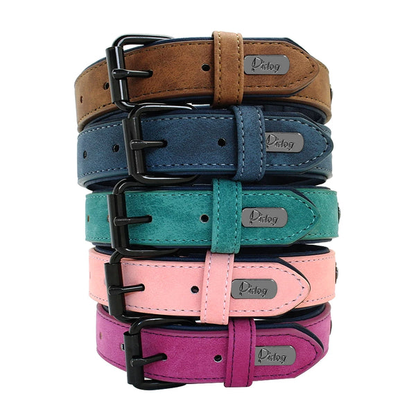 GentleGrip Leather Padded Dog Collar: Soft and Adjustable Collar Ideal for Big Dogs