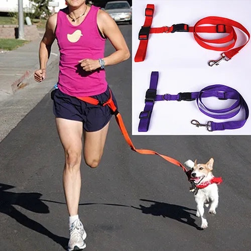 Hands-Free Adventure: Adjustable Pet Leash with Waist Belt and Chest Strap