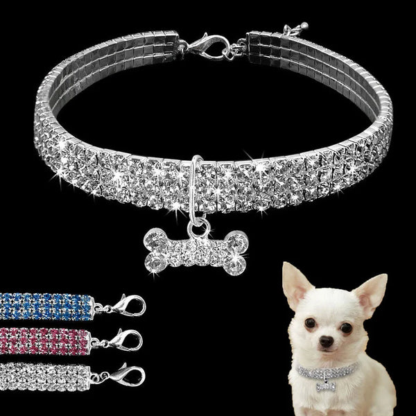 Bling Rhinestone Dog Collar: Crystal-Adorned Leash and Collar Set for Small to Medium Dogs