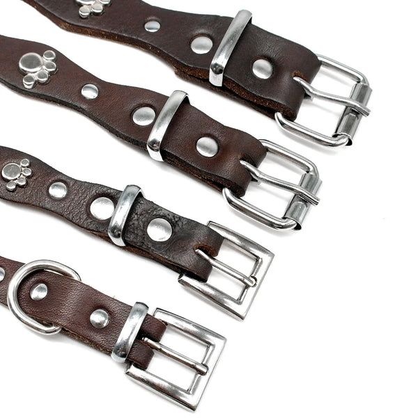 Stylish Leather Elegance: Soft Genuine Leather Pet Dog Collars