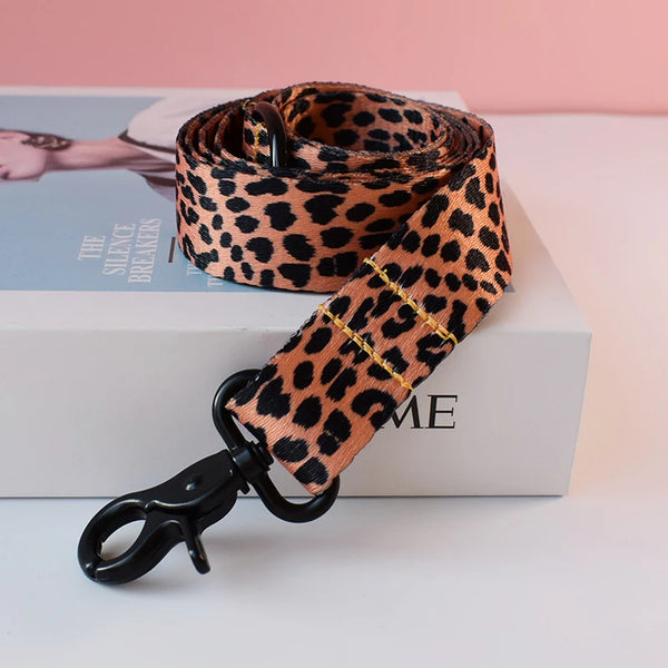 Leopard Luxe: Designer Dog Collar and Leash Set in Samoyed Style for Pugs and Beagles