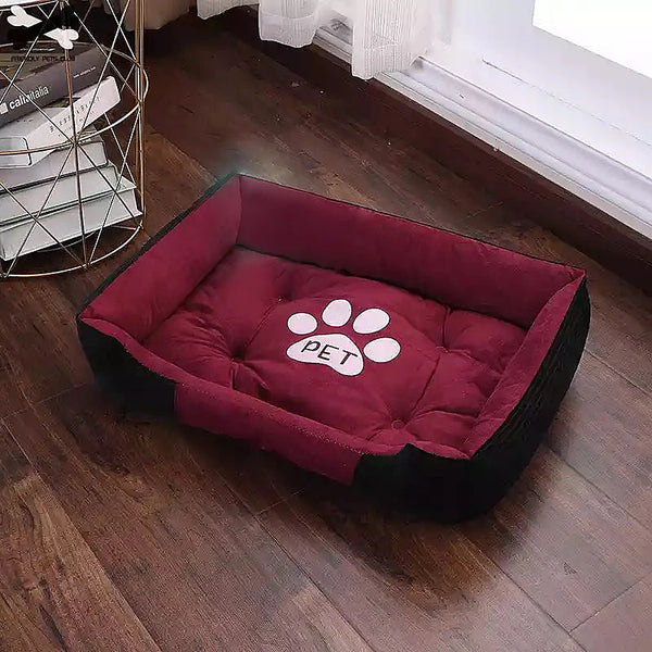 CozyHaven Paw Palace: Large Waterproof Pet Bed with Paw Print Design