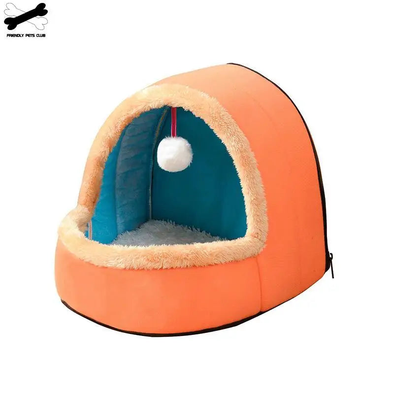 Paws Paradise Plush Retreat: Cozy Pet Bed with Interactive Toy Haven