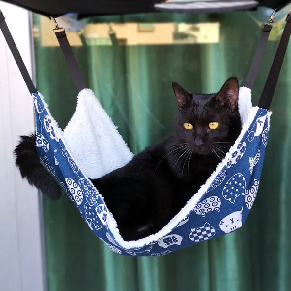 CozyNest Haven: Double Hanging Cotton Cat Hammock Bed