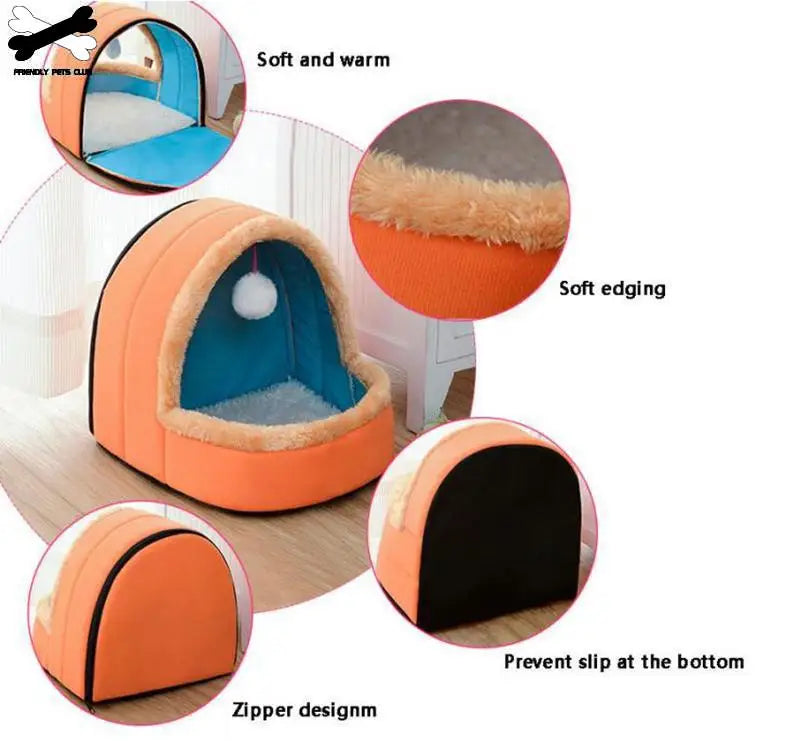 Paws Paradise Plush Retreat: Cozy Pet Bed with Interactive Toy Haven