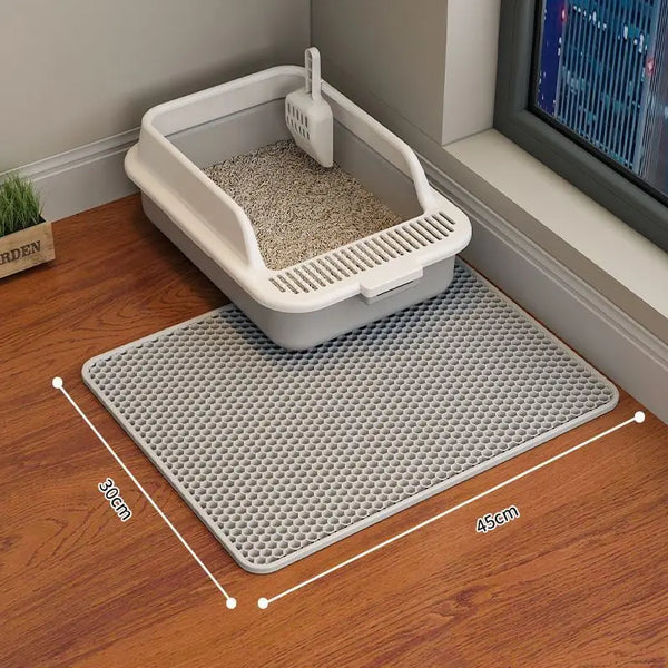 Double-Layer Comfort: Non-Slip Cat Litter Mat with Filter for Cleanliness