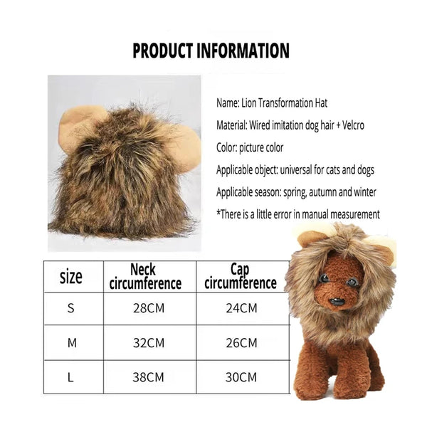 PurrKing Mane Marvel: Cute Lion Mane Cat Wig