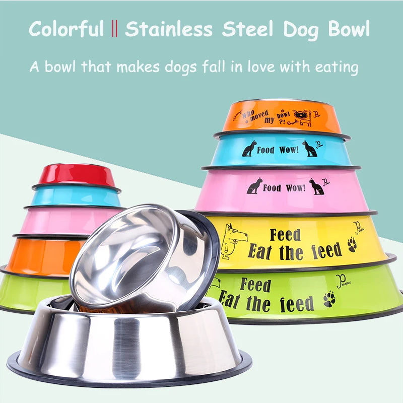 Fresh Dining Experience: New Stainless Steel Pet Feeding Bowls for Cats and Puppies, Durable and Anti-Fall