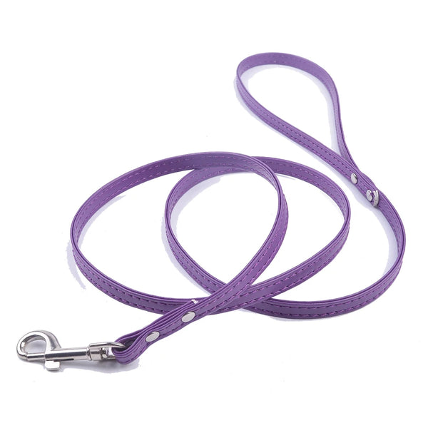 Stylish Walks: 12-Color Pet Leash for Dogs and Cats in PU Leather