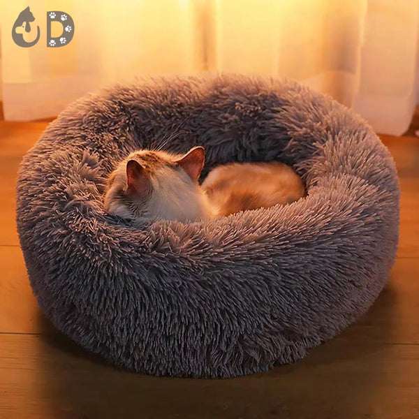 Cozy Haven: Donut Round Plush Pet Bed for Winter Comfort