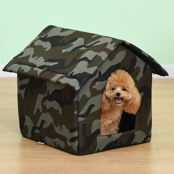 Foldable Cozy Retreat: Waterproof Pet House for Small Dogs and Cats with Comfy Pad