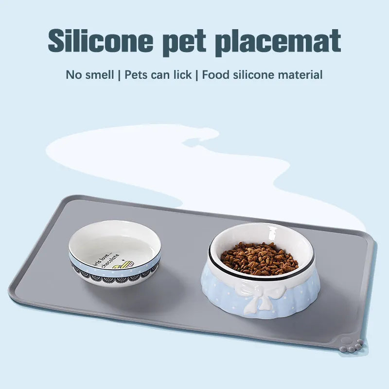 Waterproof Pet Mat: Silicone Mat for Dog and Cat Food Bowls, Ideal for Indoor and Outdoor Feeding