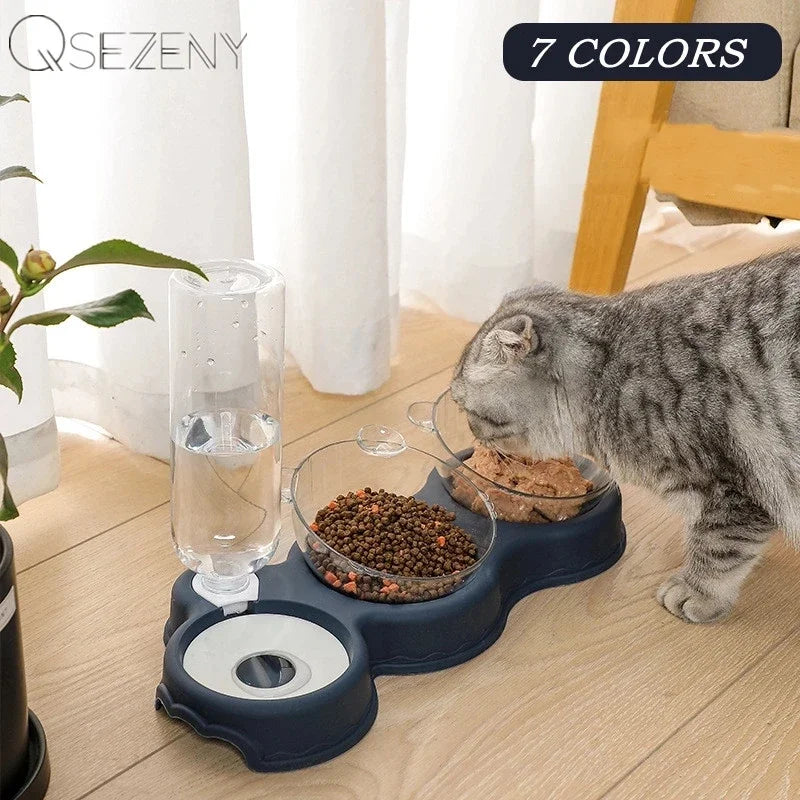 AutoFeast 3-in-1 Pet Bowl: Automatic Feeder with Water Fountain
