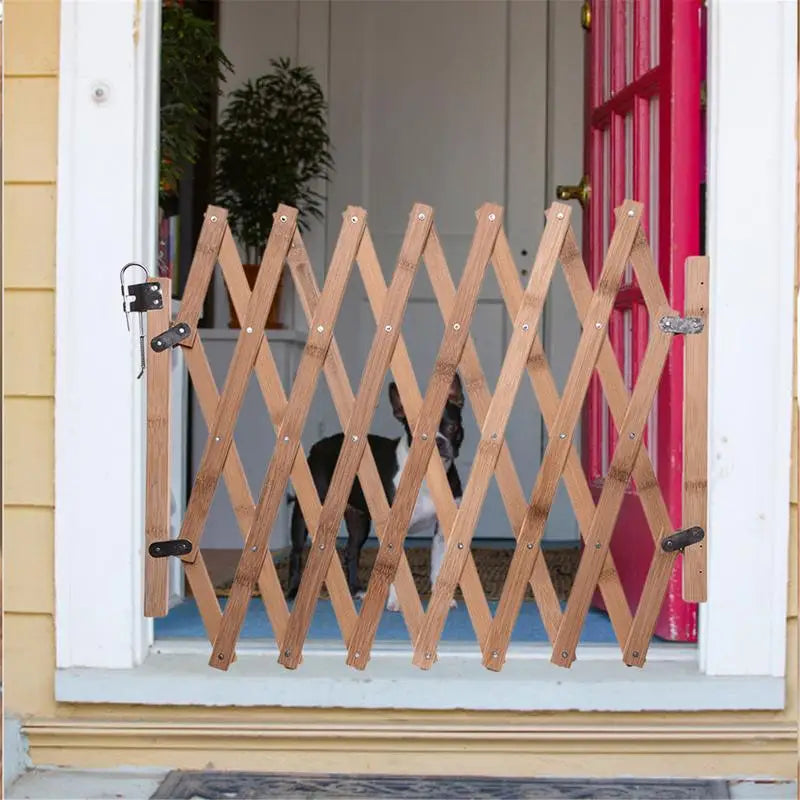 WoodenGuard RetractaGate: Retractable Pet and Baby Fence - Extendable Safety Gate for Dogs, Stairs, and Childproofing in Style