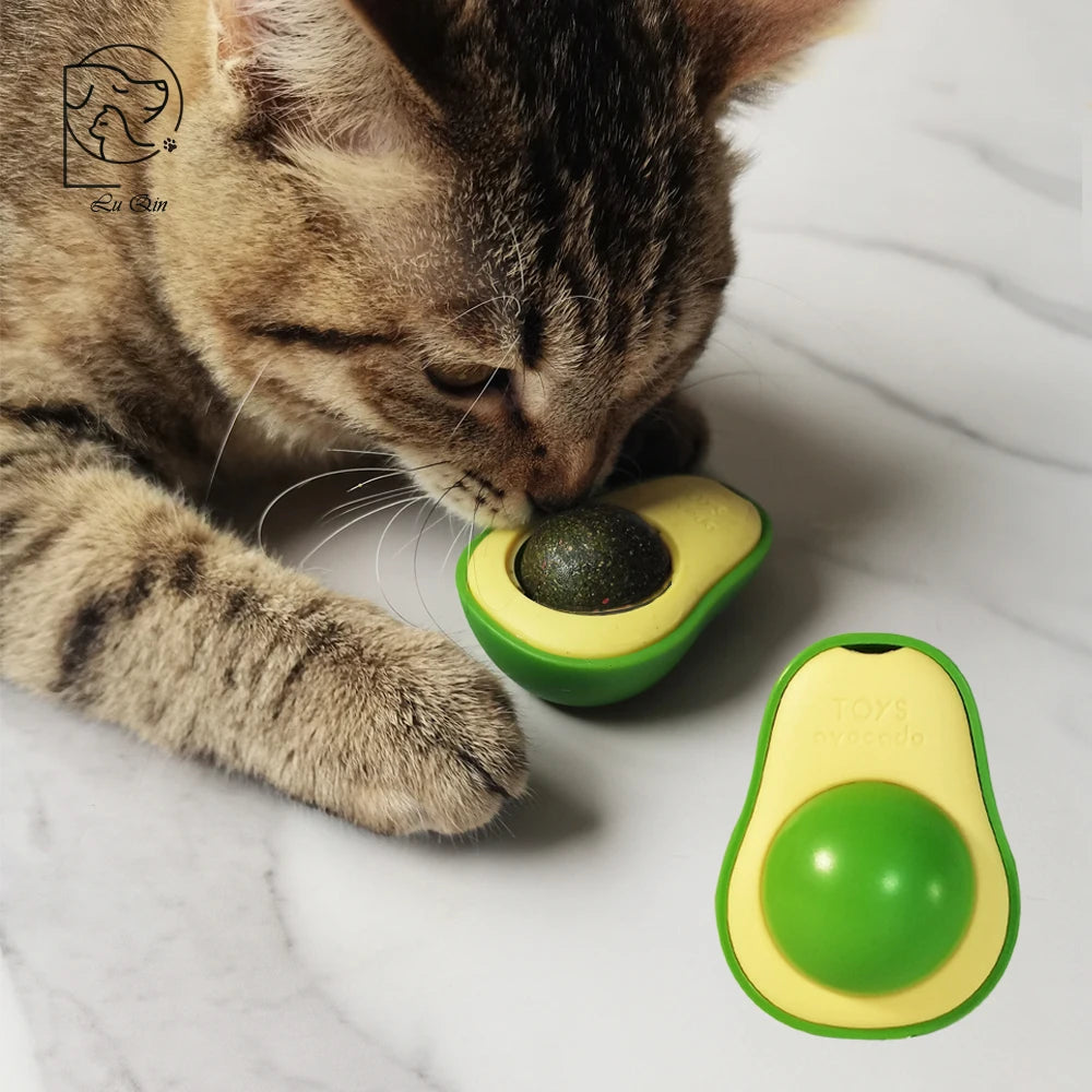 NourishNip Avocado Bliss: Catnip-Infused Wall Ball Cat Toys with Edible Licking Treats