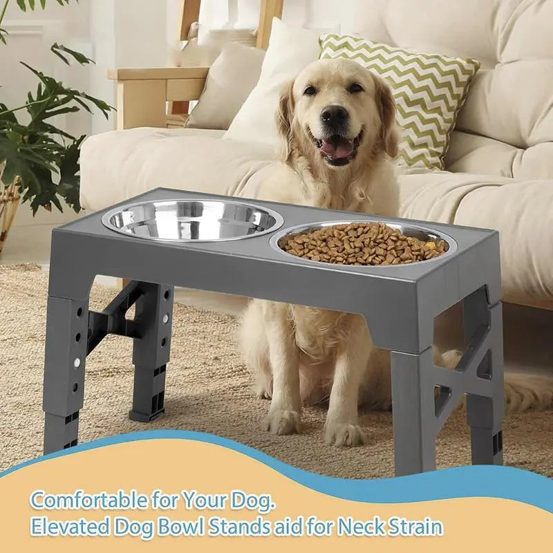 Elevate Mealtime: Adjustable Height Raised Dog Bowls with Slow Feeder for Medium to Large Dogs