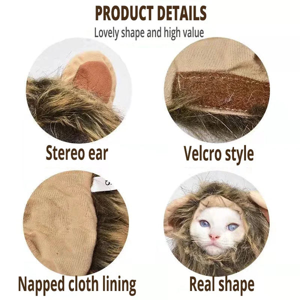 PurrKing Mane Marvel: Cute Lion Mane Cat Wig