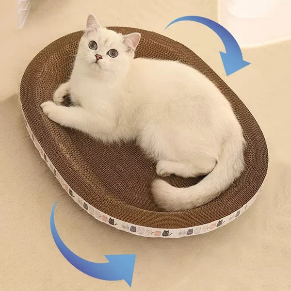 PawRefine Corrugate Haven: Round and Oval Cat Scratcher with Wear-Resistant Surface