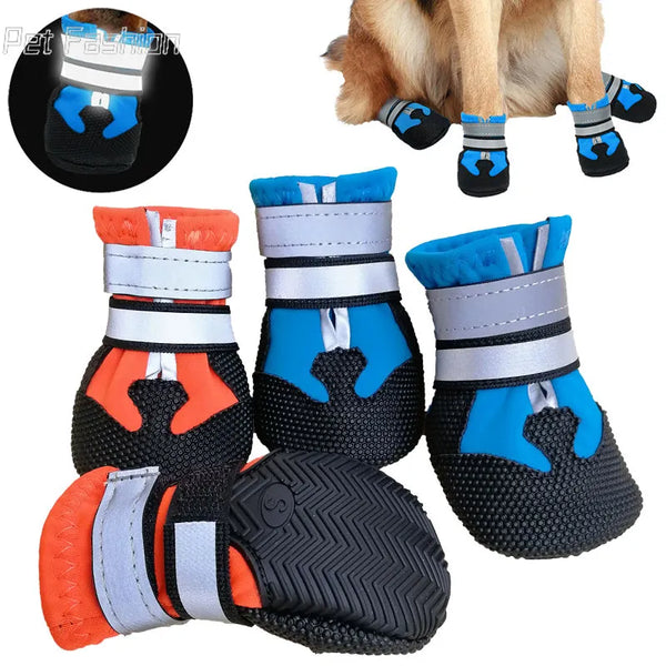 HappyPaws Shield: 4pcs Waterproof Non-Slip Reflective Dog Boots