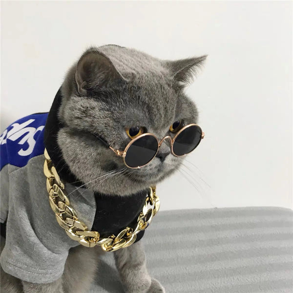 RetroGaze Pet Shades: Vintage Round Cat Sunglasses for Dogs and Kittens