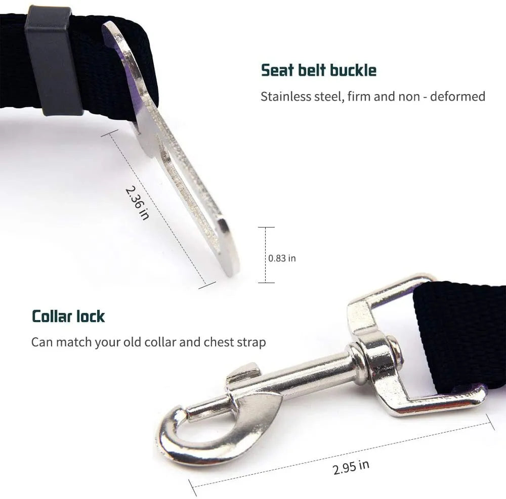 Safe Travels: Adjustable Pet Car Seat Belt Harness for Secure Journeys