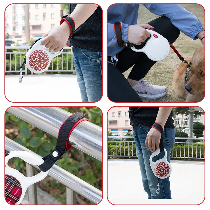 Hands-Free Adventure: Retractable Wrist Strap Dog Leash for Outdoor Walking with Adjustable Safety Ring