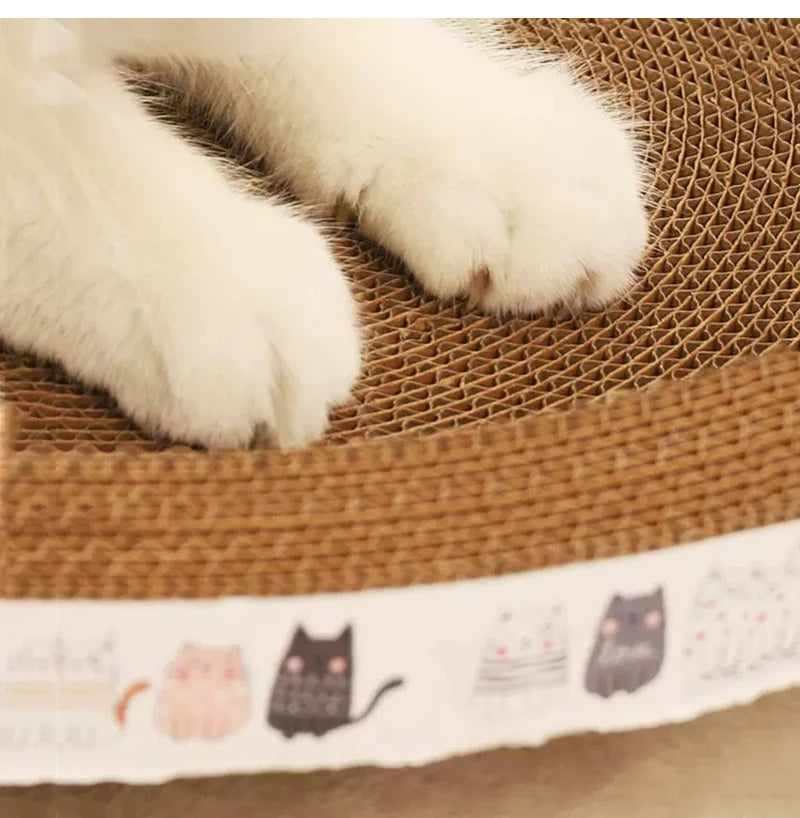 PawRefine Corrugate Haven: Round and Oval Cat Scratcher with Wear-Resistant Surface