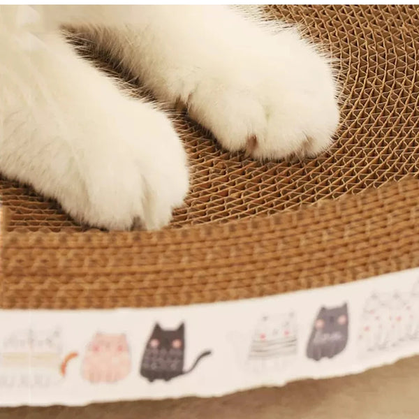 PawRefine Corrugate Haven: Round and Oval Cat Scratcher with Wear-Resistant Surface