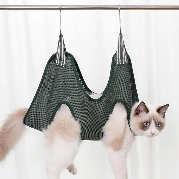 Hassle-Free Grooming: Pet Sling Hammock with Metal Hooks and Nail Clipping Holders for Cats and Dogs